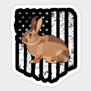 White American Flag Rabbit 4th Of July Farm Animal Sticker